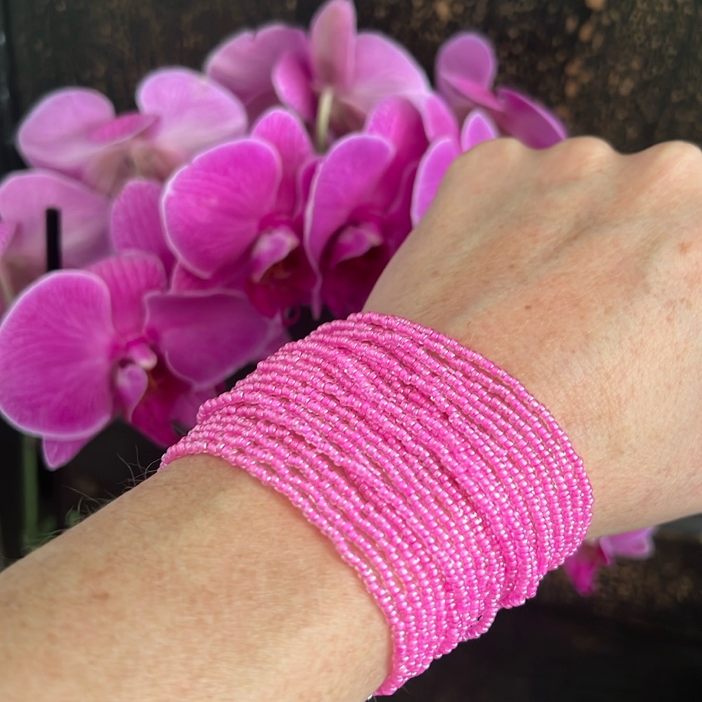 Pink Beaded Multi-strand Bracelet